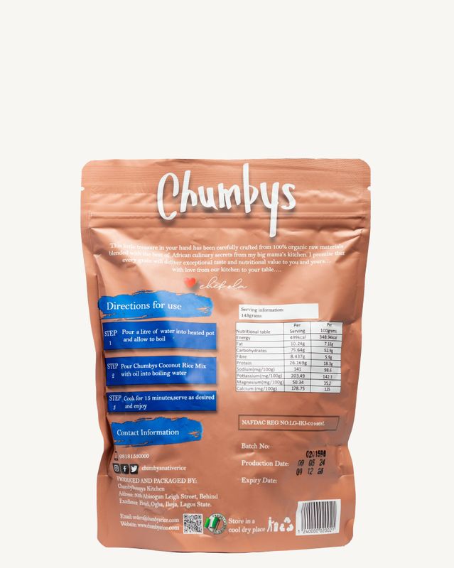 Chumbys - Coconut rice - 430gm | Good Online